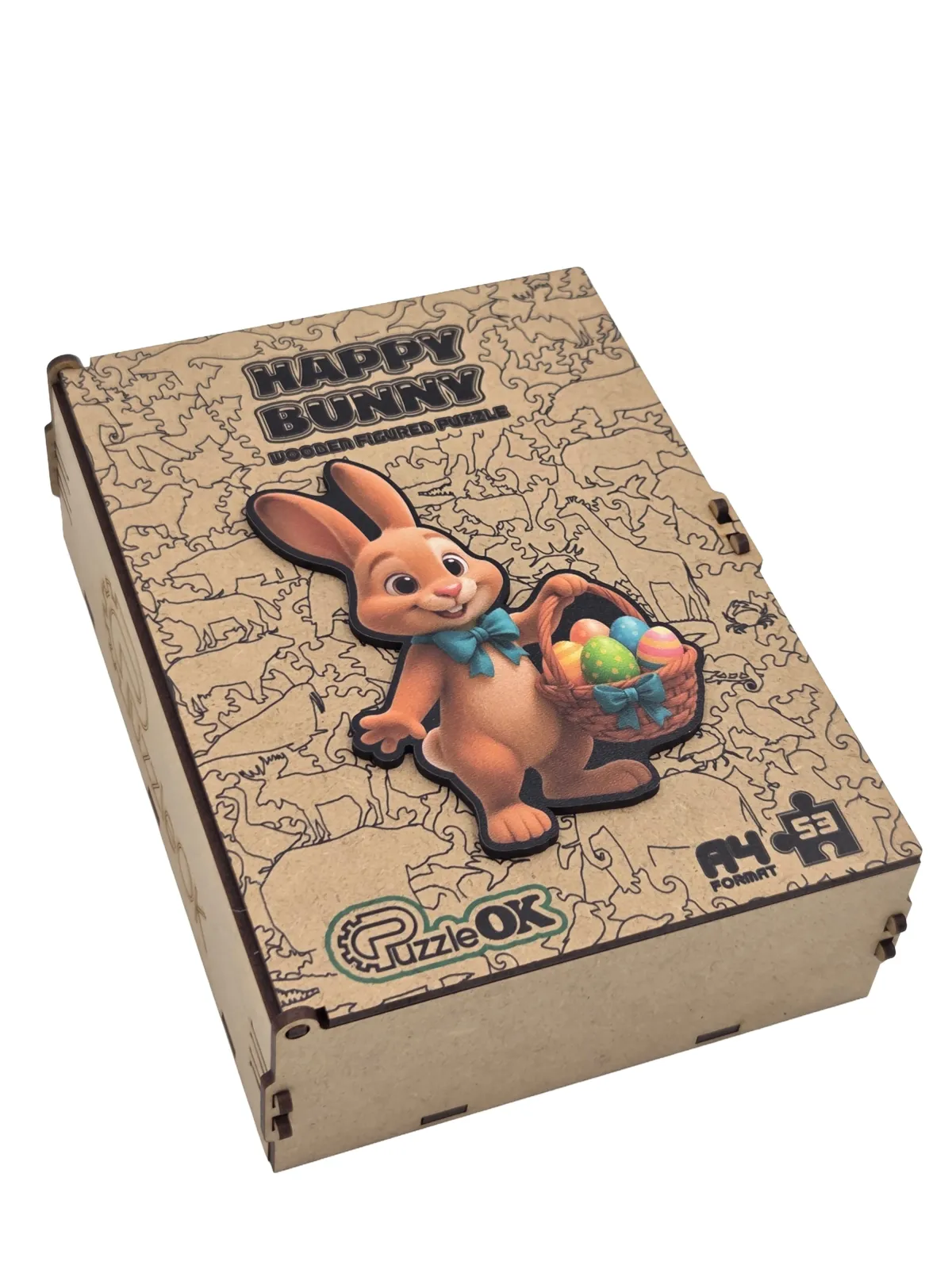 PUZZLEOK medinė dėlionė Kiškis su margučiais 53 detalės