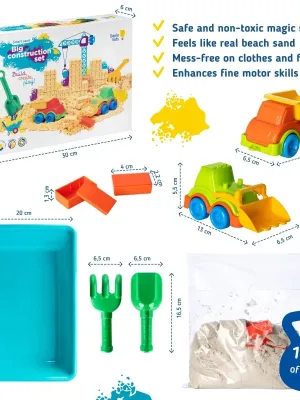 Genio kids rinkinys išmanusis smėlis su smėliadėže Big Construction 1 kg