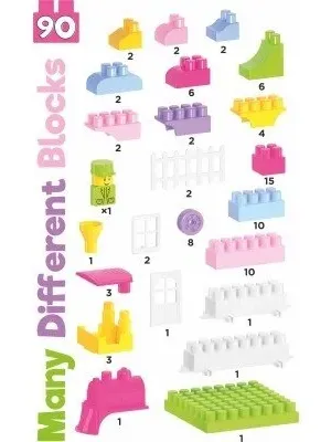 Technok konstruktorius lagamine 90 detalių rožinis