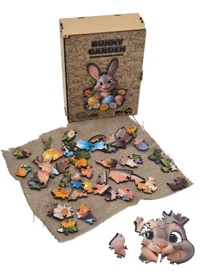 PUZZLEOK medinė dėlionė Triušis su margučiais 53 detalės