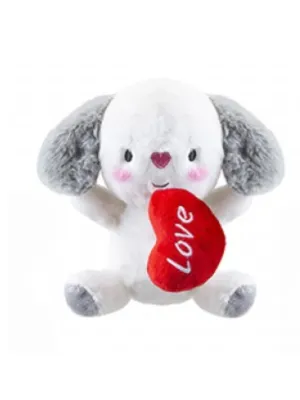 Pliušinis šuniukas su širdele, 15 cm