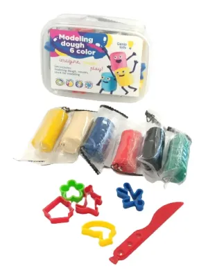 Genio kids plastilinas - modelinas 6 spalvos su formelėmis