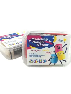 Genio kids plastilinas - modelinas 6 spalvos su formelėmis
