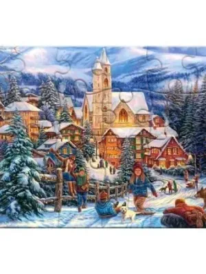 Castorland atvirukas - dėlionė 24 detalės Sledding to Town