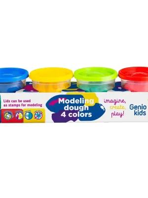 GENIO KIDS Natūralus plastilinas - modelinas, 4 spalvos po 140g