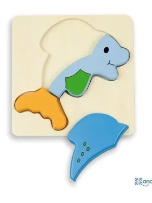 Dėlionė medinė Delfinas, 14 cm