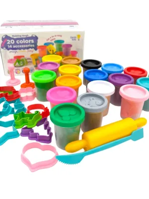 Natūralaus plastilino  modelino rinkinys Fantazijų puokštė Genio Kids 20 spalvų