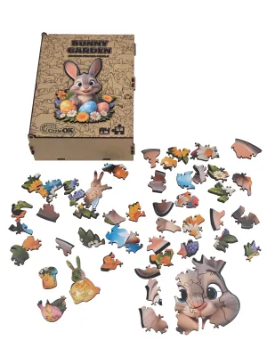 PUZZLEOK medinė dėlionė Triušis su margučiais 53 detalės