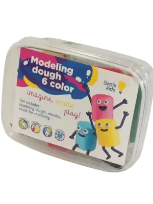 Genio kids plastilinas - modelinas 6 spalvos su formelėmis