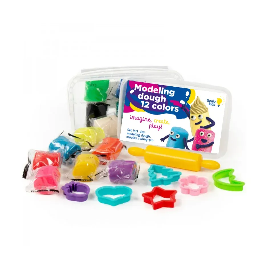 Genio kids plastilinas - modelinas 12 spalvų su formelėmis