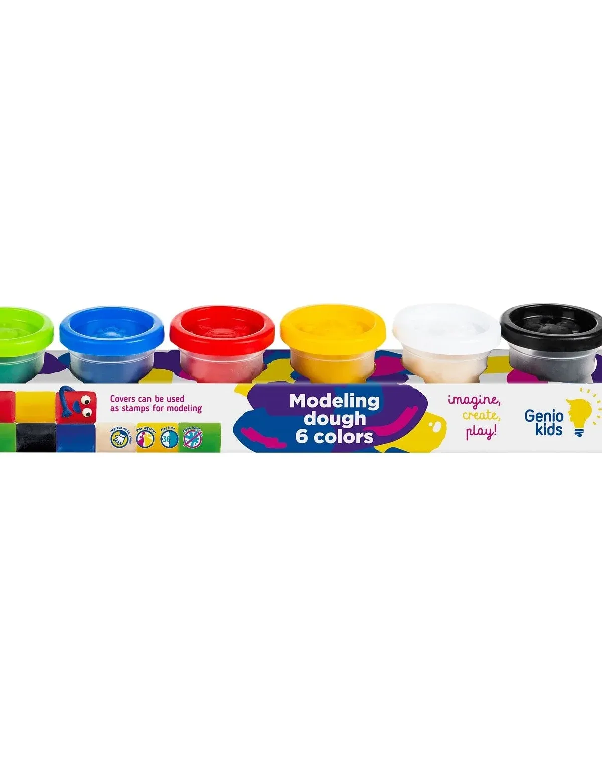 GENIO KIDS Natūralus plastilinas - modelinas, 6 spalvos