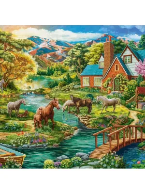 Castorland dėlionė Idyllic House with Horses 2000 det.