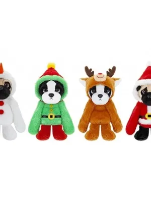 Minkšti žaislai šuo mopsas Kalėdos 30cm
