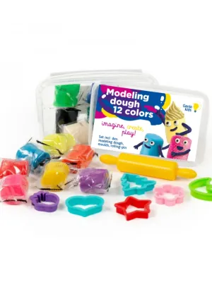 Genio kids plastilinas - modelinas 12 spalvų su formelėmis