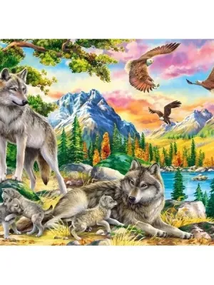 Castorland dėlionė Wolf Family and Eagles 300 det.