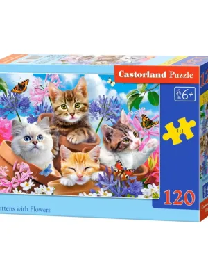 Castorland dėlionė Kittens With Flowers 120 det.