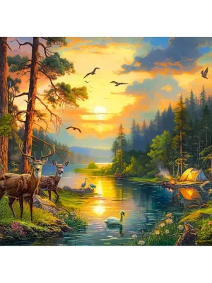 Castorland dėlionė Sunset over Forest River 3000 det.