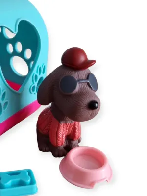 Cute Pet žaislas gyūnėlis su nameliu ir priedais 9 cm