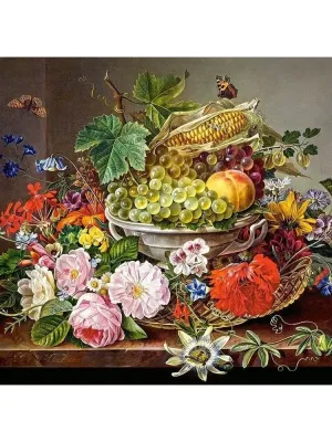 Castorland dėlionė Still Life with Flowers and Fruit Basket 2000 det