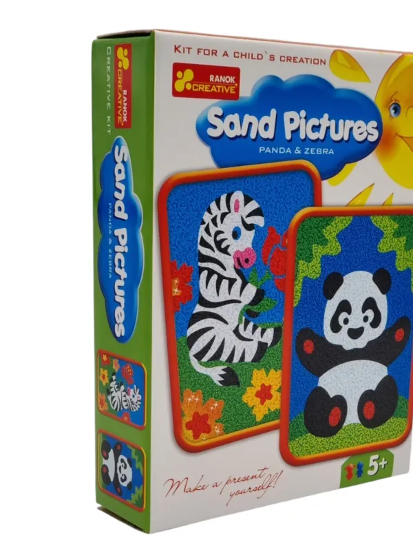 Produktas Ranok piešimas smėliu 2 paveiksliukai Panda ir Zebra Paveikslėlis
