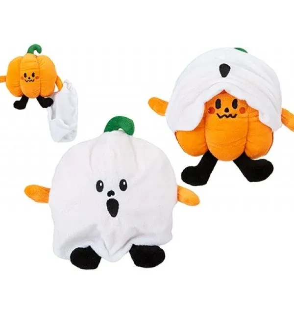 Produktas Haunted House pliušinis moliūgas su kauke 15 cm Paveikslėlis