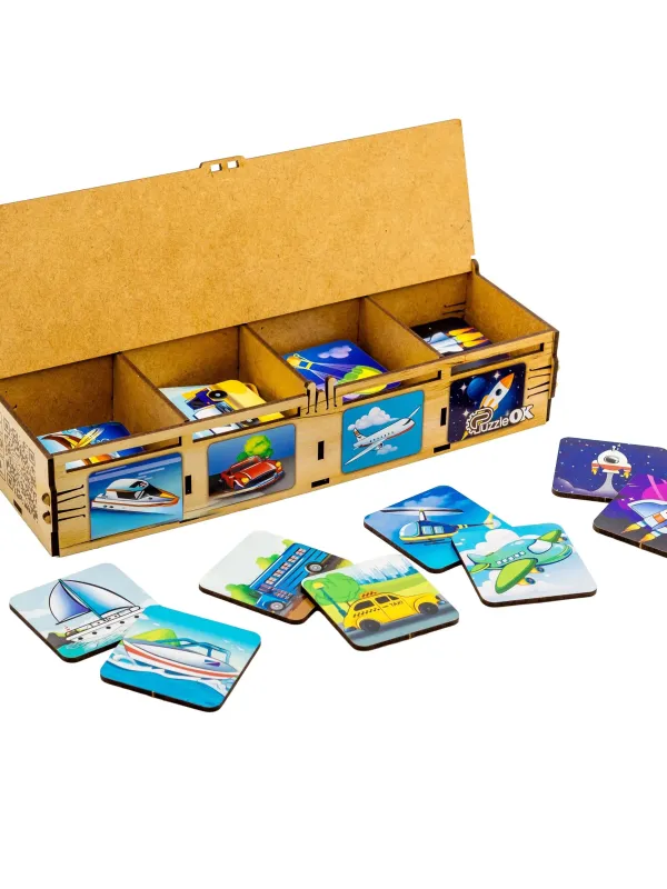 Produktas PuzzleOK rūšiuokliai Montessori Transportas Paveikslėlis